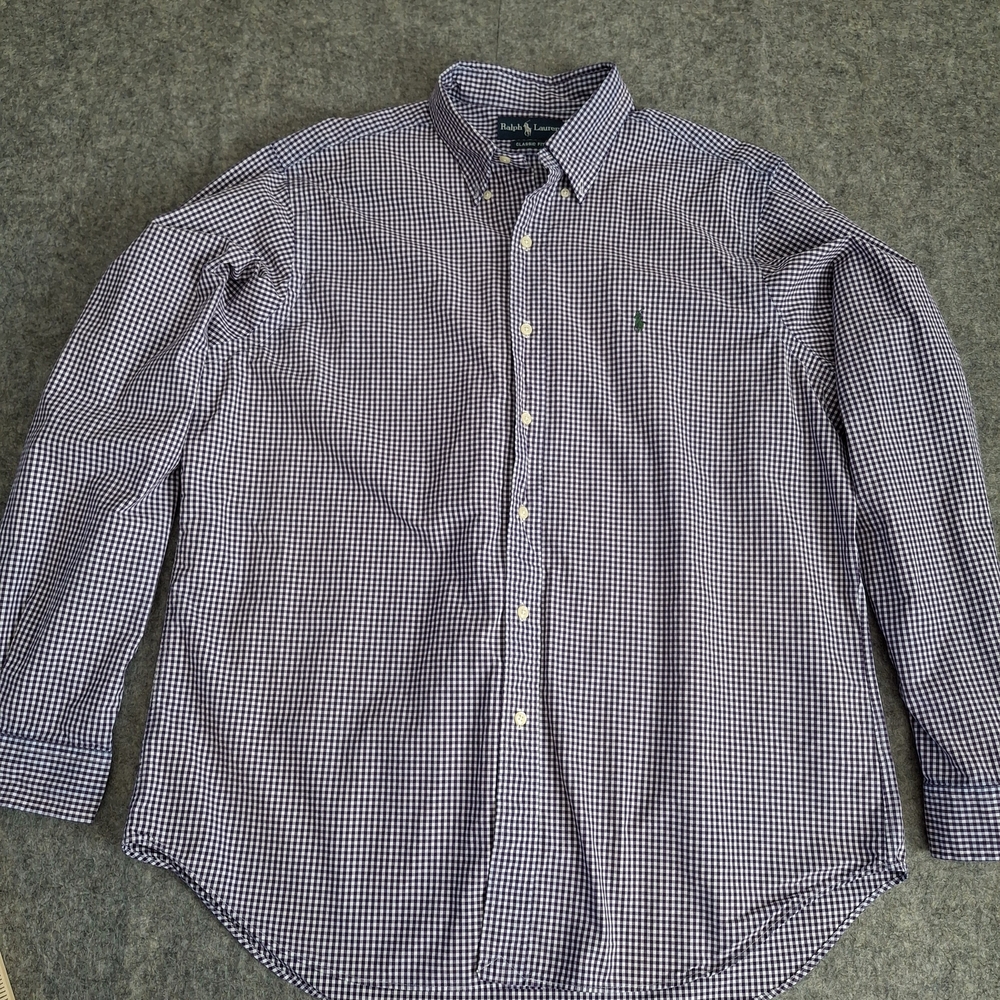 Ralph Lauren Men's Checkered Long Sleeve Shirt - Purple, White – Size XXL